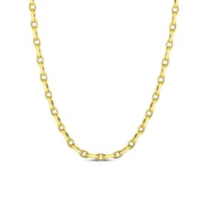 18K Yellow Gold Designer Gold Almond Link Chain Necklace