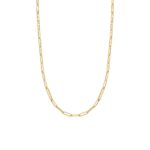 18K Yellow Gold Designer Gold Alternating Size Paperclip Link Chain Necklace