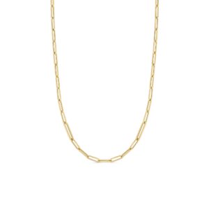 18K Yellow Gold Designer Gold Alternating Size Paperclip Link Chain Necklace