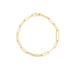 18K Yellow Gold Designer Gold Alternating Size Paperclip Link Chain Bracelet