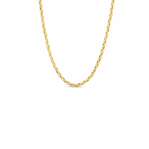 18K Yellow Gold Designer Gold Fine Gauge Oval Link Chain Necklace