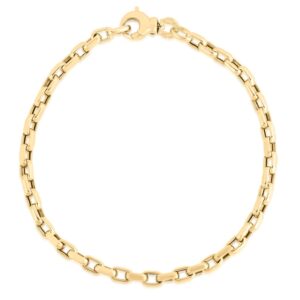 18K Yellow Gold Designer Gold Fine Gauge Square Link Bracelet