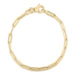 18K Yellow Gold Designer Gold Long Thin Paperclip Link Chain Bracelet