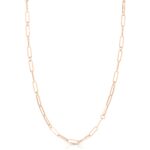 18K Rose Gold Designer Gold Paperclip And Round Link Chain Necklace