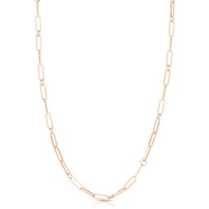 18K Rose Gold Designer Gold Paperclip And Round Link Chain Necklace