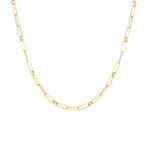 18K Yellow Gold Designer Gold Paperclip And Round Link Chain Necklace