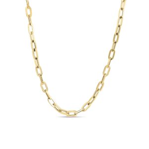 18K Yellow Gold Designer Gold Heavy Gauge Paperclip Link Chain Necklace