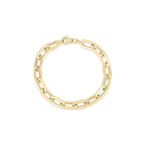 18K Yellow Gold Designer Gold Heavy Gauge Paperclip Link Chain Bracelet
