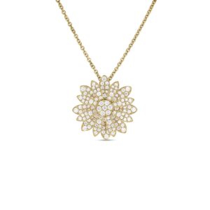 18K Yellow Gold Margherita Pavé Diamond Flower Necklace