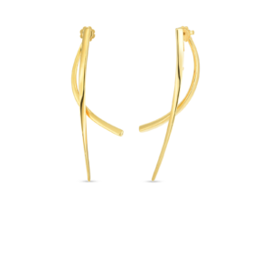 18K Yellow Gold Designer Gold Front And Back Line Earrings