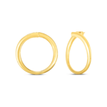 18K Yellow Gold Designer Gold Contoured Round Hoop Earrings