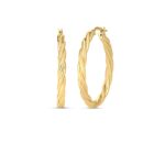 18K Yellow Gold Designer Gold Twisted Hoop Earrings