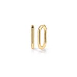 18K Yellow Gold Designer Gold Rounded Rectangle Hoop Earrings