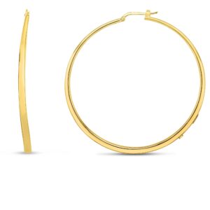 18K Yellow Gold Designer Gold Extra Large Graduated Hoop Earrings