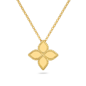 18K Yellow Gold Princess Flower Necklace
