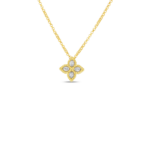 18K Yellow Gold Princess Flower Diamond Necklace