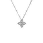 18K White Gold Princess Flower Diamond Necklace
