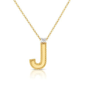 18K J Princess Block Letter Necklace