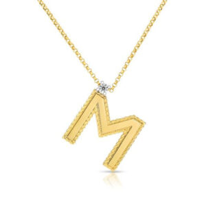 18K M Princess Block Letter Necklace