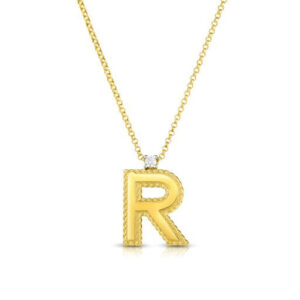 18K R Princess Block Letter Necklace