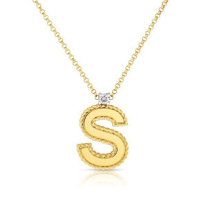 18K S Princess Block Letter Necklace
