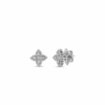 18K White Gold Princess Flower Diamond Stud Earrings