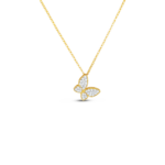 18K Yellow Gold Princess Diamond Butterfly Necklace