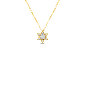18K Yellow Gold Princess Diamond Star Of David Necklace