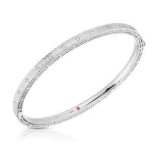 18K White Gold Princess Diamond Satin Bangle