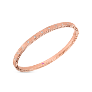 18K Rose Gold Princess Diamond Satin Bangle