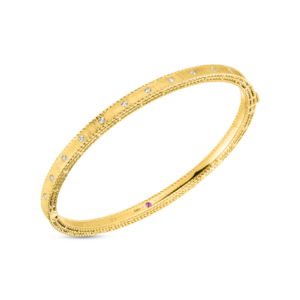 18K Yellow Gold Princess Diamond Satin Bangle