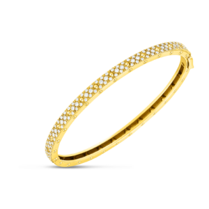 18K Yellow Gold Pois Mois Pavé Oval Bangle