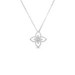 18K White Gold Princess Flower Classic Open Frame Diamond Necklace