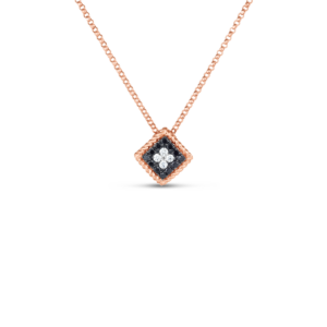18K Rose Gold Palazzo Ducale Black And White Diamond Small Pendant Necklace