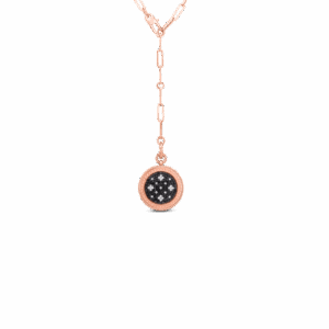 18K Rose Gold Venetian Princess Black And White Diamond Medallion Necklace