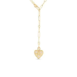18K Yellow Gold Venetian Princess Medium Heart Medallion Paperclip Necklace