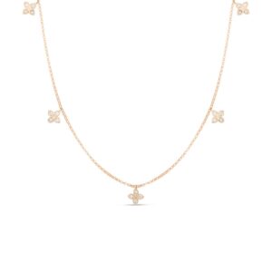 18K Rose Gold Love In Verona Dangling Five Station Flower Necklace