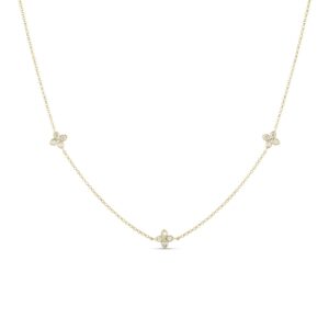 18K Yellow Gold Love In Verona Flower Station Necklace