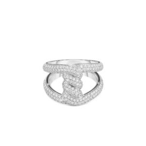 18K White Gold Cialoma Pavé Diamond Single Knot Ring