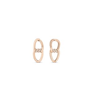 18K Rose Gold Cialoma Small Chain Link Diamond Accent Earrings