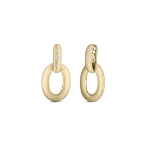 18K Yellow Gold Duchessa Diamond Accent Satin Large Door-knocker Earrings