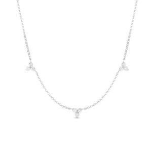 18K White Gold Diamonds By The Inch Flower Station Necklace