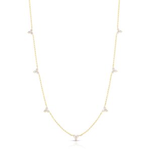 18K Yellow Gold Diamonds By The Inch Flower Station Necklace