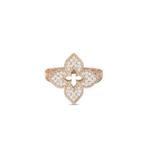 18K Rose Gold Venetian Princess Pavé Diamond Medium Flower Ring