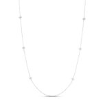 18K White Gold Love In Verona 10 Station Flower Long Necklace