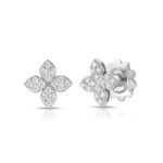 18K White Gold Love In Verona Pavé Diamond Flower Stud Earrings