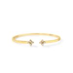 18K Yellow Gold Love In Verona Diamond Flowers Cuff Bangle