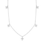 18K White Gold Love In Verona Diamond And Polished Small Flower Station Necklace