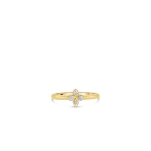 18K Yellow Gold Love In Verona Small Pavé Diamond Flower Ring