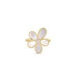 18K Yellow Gold Jasmine Diamond And Mother Of Pearl Flower Ring